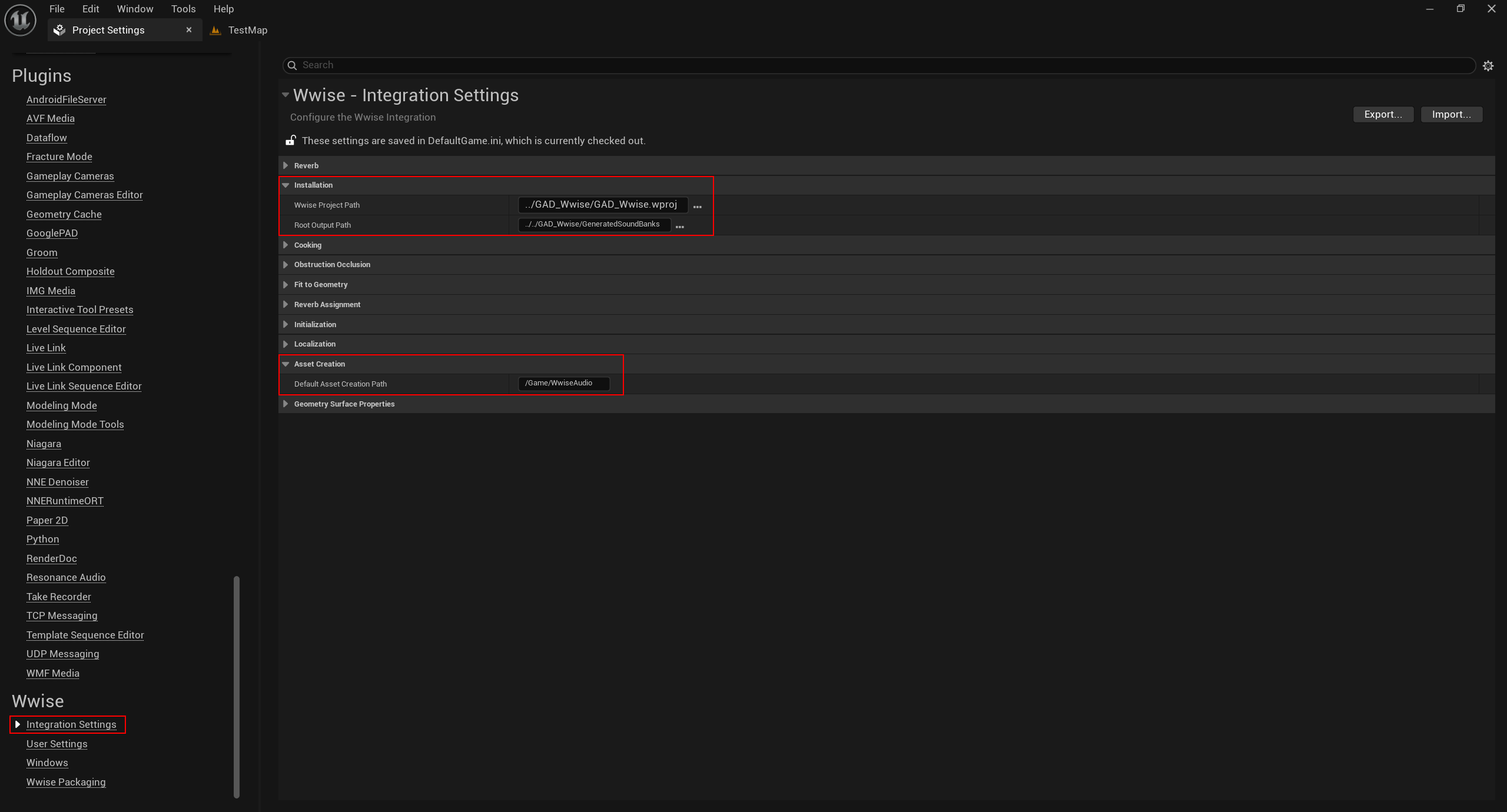 UE Project Settings Wwise 01