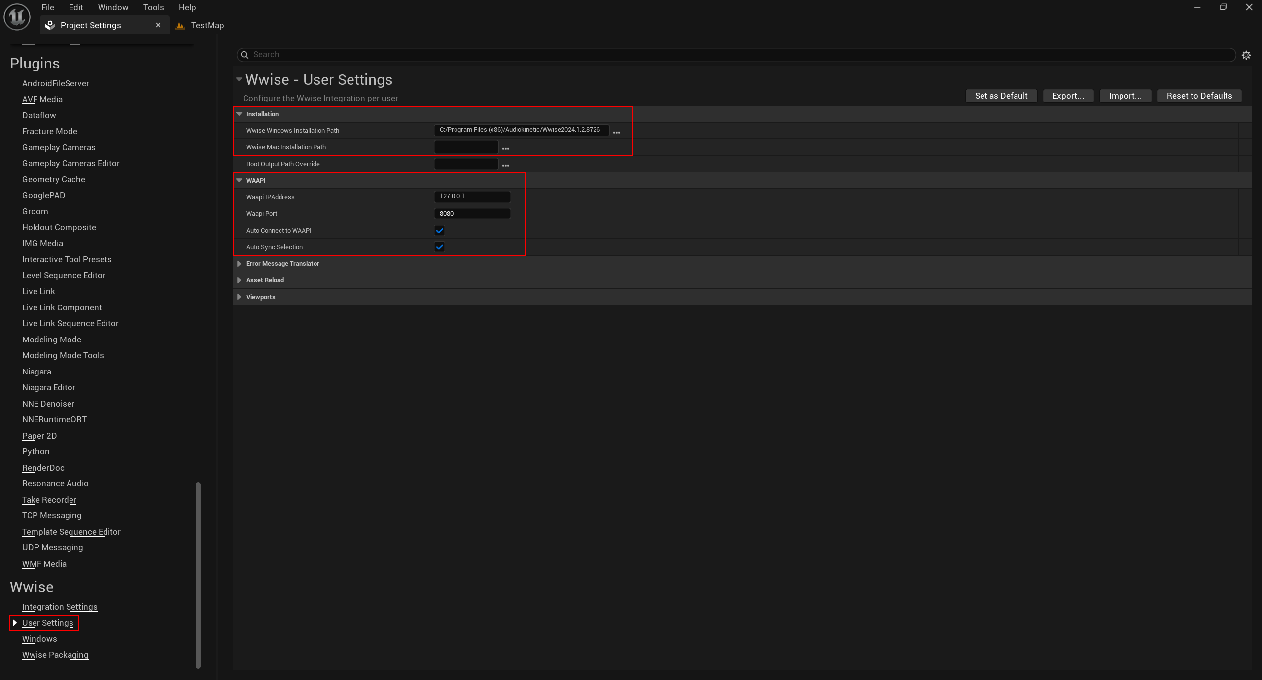 UE Project Settings Wwise 02